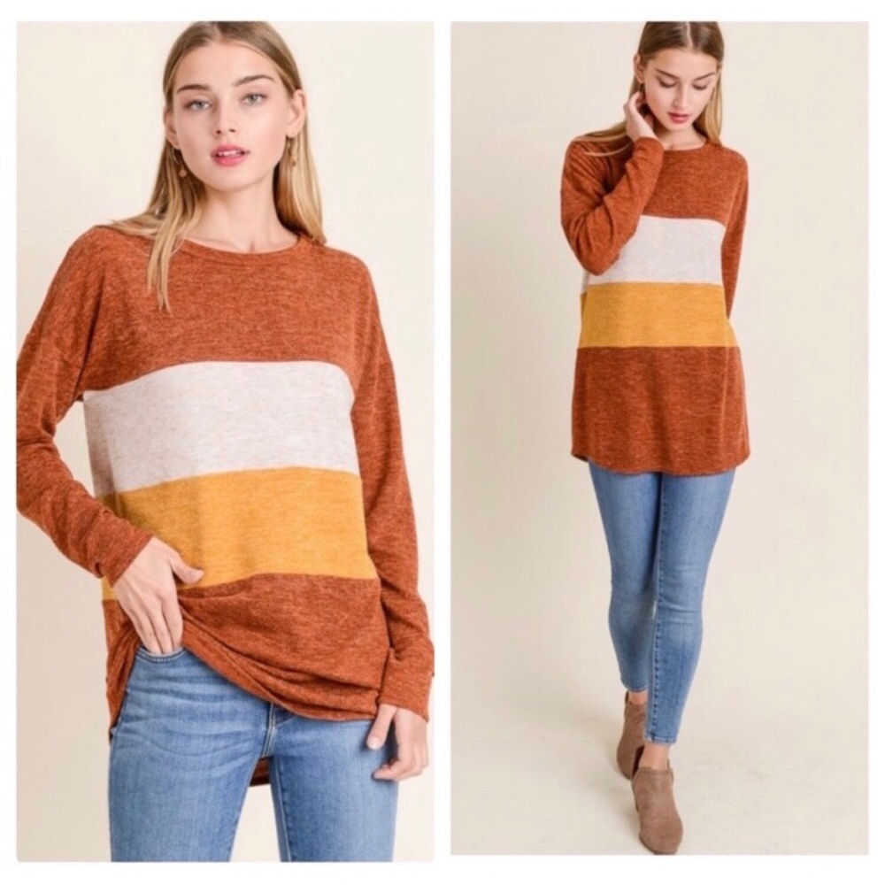 🏅HP 10/14!!🏅 🍁New Color Block Shirt🍁 - Picture 2 of 12